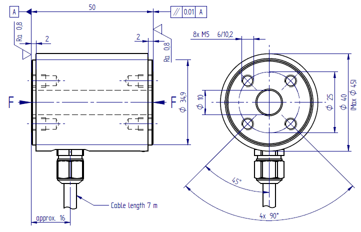 柱式耐冲击传感器尺寸图